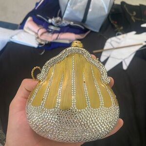 Judith Leiber Gold and Silver Crystal Embellished Clutch